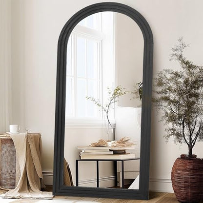 71x32 Arched Full Length Mirror, Solid Wood 3 Layer Frame, Black - color: Black-3 Layer-ar Frame, size: 71"L x 32"W