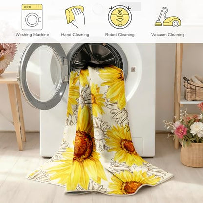 AooHHooA Sunflower Area Rug 5x7, Sunflower Rugs for Living Room Yellow - color: Sunflower-1, size: 5' x 7' (Rectangular)
