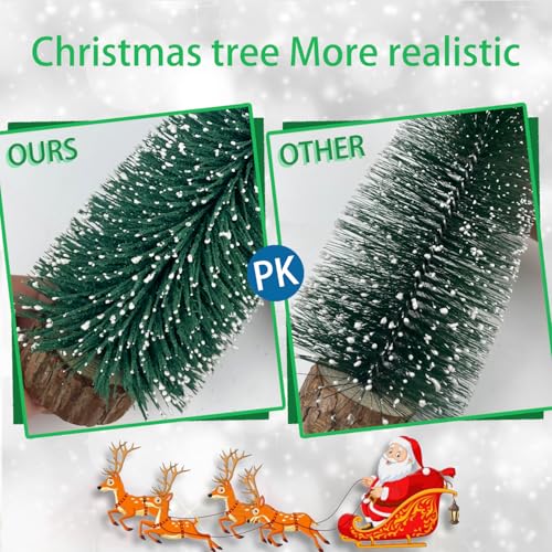 mini Christmas Tree Bottle Brush Christmas Trees with Wooden Bases Christmas Decorations for Party Table top decer Christmas Tree （5pcs）
