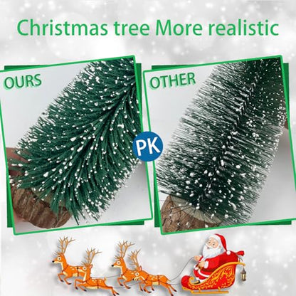 mini Christmas Tree Bottle Brush Christmas Trees with Wooden Bases Christmas Decorations for Party Table top decer Christmas Tree （5pcs）