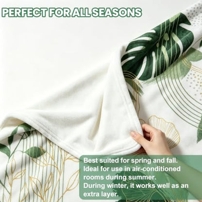 Sage Green Leaf Throw Blanket, 50x60 in - color: Green, size: 50"Wx60"L