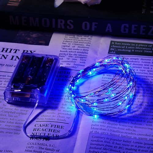Ariceleo 1 Pack 16.4ft Battery Operated String Lights with Timer, Blue with Synchronized Twinkle Mode, Fairy Lights Battery Powered, 50 LEDs, Idea for Christmas Bedroom Party Wedding - color: Blue, size: 1 Pack-Upgrade