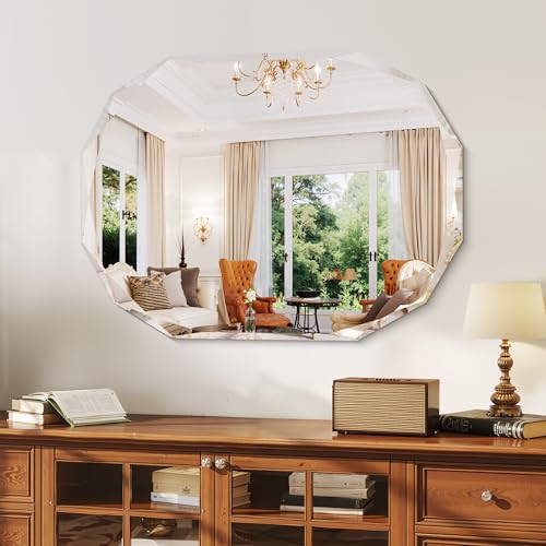 GLASHOM Frameless Mirrors for Bathroom 30x40 inch - size: 30"L x 40"W