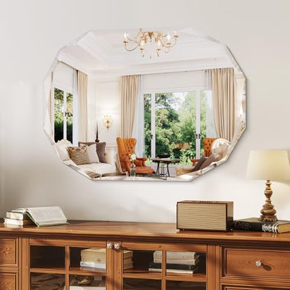 GLASHOM Frameless Mirrors for Bathroom 30x40 inch - size: 30"L x 40"W