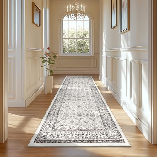 jinchan 2x10 Vintage Floral Rug, Washable Runner Rug, Beige - color: Multi Beige, size: 2' x 10' (Rectangular)