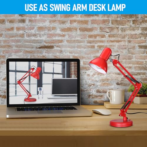 TORCHSTAR Metal Desk Lamp, Adjustable Swing Arm, E26, Red - color: Red, size: 1 Unit