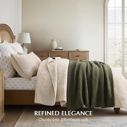 EVERGRACEHOME Chunky Chenille Knit Throw Blanket, 50 x 60, Olive Green - color: Olive Green, size: 50" X 60"