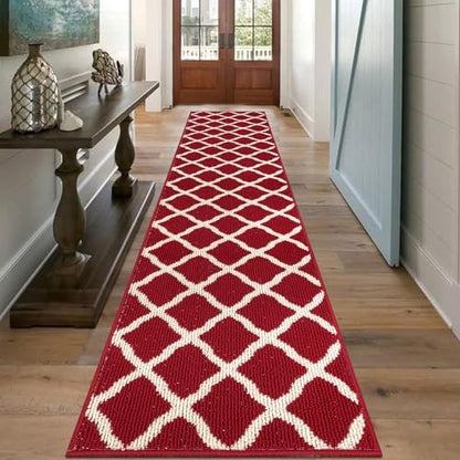 SHACOS Red Runner Rug 2x8 ft Washable Non Slip Low Pile Entryway Rug Runner - color: Red, size: 2' x 8'