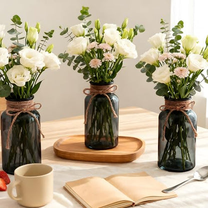 12 Pack Mason Jar Vases for Centerpieces, Black Glass Flower Vase - color: Black