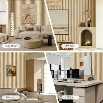 Wood Slat Wall Panel 2 PCS - Extra-Long Wood Wall Panels for Soundproof Home & Office, Easy Peel and Stick Acoustic Panels for Noise Cancelling (Oak 11.8"W x 94.5"L) - color: Oak-2 Packs