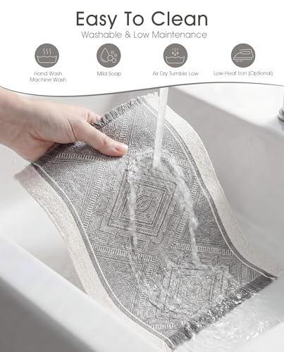 Placemats Set of 6, 13.8 x 17.7 Inch, Polyester, Jacquard Woven - color: Polyester-13.8 X 17.7inch-light Gray