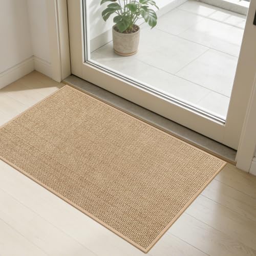 SMILOOL Front Door Mat Indoor Entrance, 20" x 32" Non-Slip Inside Door Mats for Entryway, Dirt Resistant and Absorbent Washable Doormat, Low Profile Entry Way Doormats, Floor Mats for House, Beige - color: Beige, size: 20x32 inch