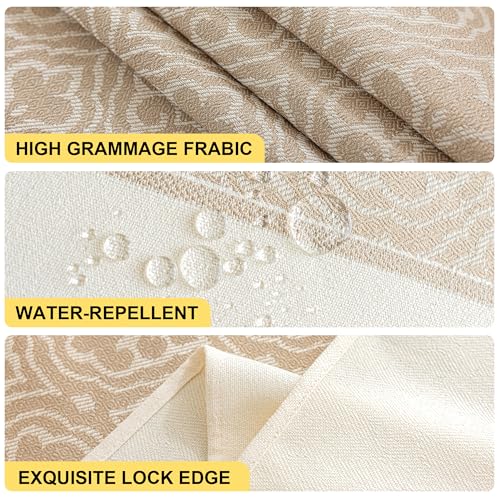 Nordic Beige Rectangular Tablecloth, Premium Drape - color: Beige Bx, size: 55"x86"fits 6-8 seats (table length 62"-68")