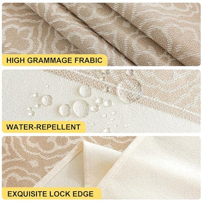 Nordic Beige Rectangular Tablecloth, Premium Drape - color: Beige Bx, size: 55"x86"fits 6-8 seats (table length 62"-68")