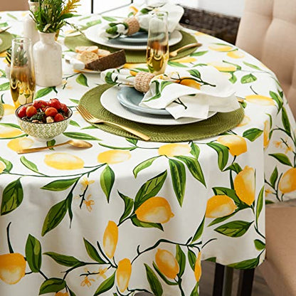 DII Lemon Bliss Tabletop Collection, Tablecloth, 70" Round - size: 70" (Round)