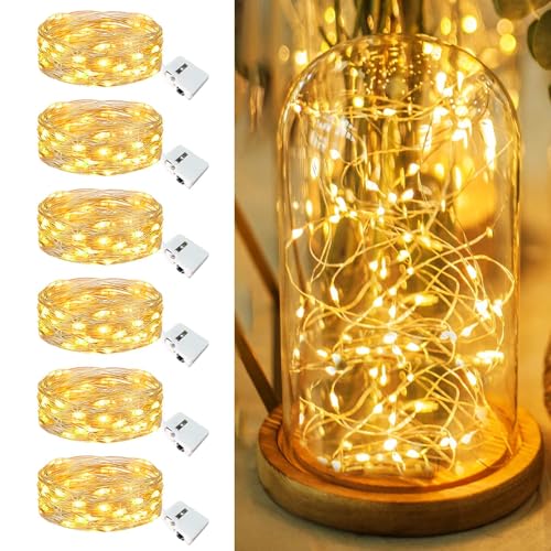 6 Pack Fairy Lights Battery Operated - 7ft 20 Led Twinkle lights 3 Modes, Bulk Mini String Lights Waterproof for Mason Jars Vases DIY Party Table Centerpieces Christmas Decoration -Warm White - color: Warm White, size: 6 Pack