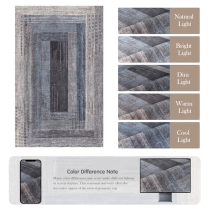Neutral Geometric Blue 6x9 ft Large Rug for Living Room Bedroom - color: Blue, size: 6' x 9' (Rectangular)