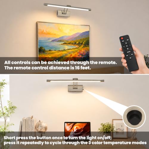 Battery Operated Picture Light for Wall,Brushed Nickel 23.6-Inch - color: Brushed Nickel, size: 23.6 Inch