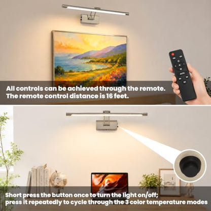 Battery Operated Picture Light for Wall,Brushed Nickel 23.6-Inch - color: Brushed Nickel, size: 23.6 Inch