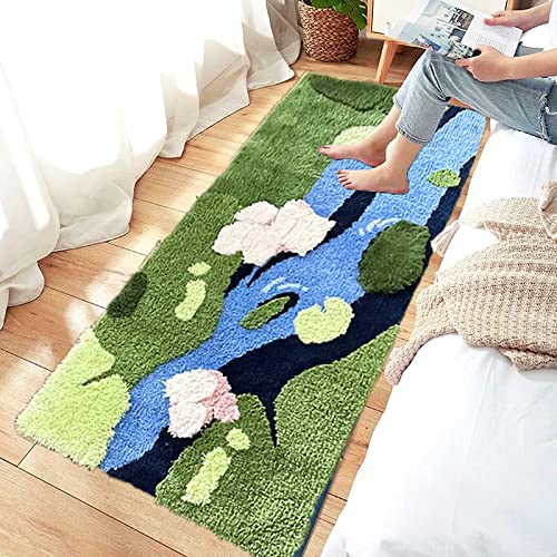 UKELER 3D Grass Moss Rug Soft Shag Bathroom Rugs Living Room Rug Non Slip Washable Runner Rugs for Bedroom Laundry Room Playroom Hallway Home Decor 55''x27.5'' - color: Summer Moss Rug