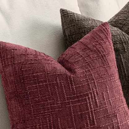 MIULEE Chenille Textured Throw Pillow Covers Burgundy 18x18 Set of 2 - color: Burgundy, size: 18" x 18" (Pack of 2)
