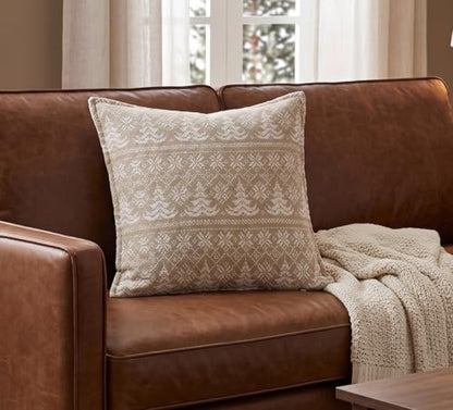 SanVia Designer Cotton Throw Pillow Covers 20x20 for Nooks, Beds & Sofas - color: Taupe Fair Isle, size: 20" x 20" (Pack of 1)