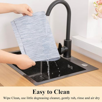 SHACOS Blue White Silver Thread Woven Placemats Set of 4 Vinyl Place Mats - color: Blue White Silver, size: Set of 4