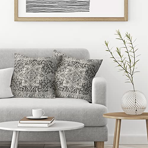 Black Gray Carpet Pattern Boho Pillow Covers 16x16 Set of 2 - color: Boho-7, size: 16" x 16" (Pack of 2)