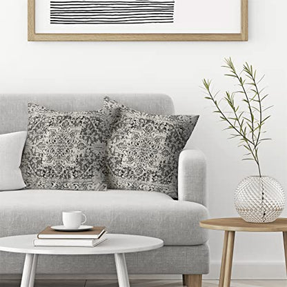Black Gray Carpet Pattern Boho Pillow Covers 16x16 Set of 2 - color: Boho-7, size: 16" x 16" (Pack of 2)
