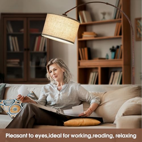 Dimmable Arc Floor Lamps, Antique Bronze Lamp with Adjustable Hanging Shade - color: Antique Bronze