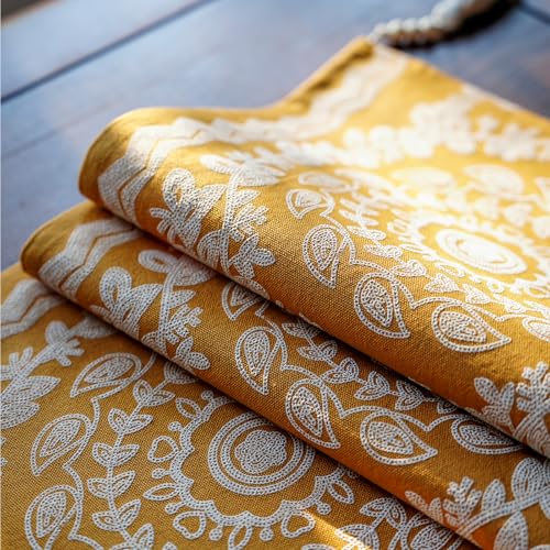 ARTABLE Ginger Boho Table Runner Wood Bead Tassel Dresser Scarf 14x96 Inch - color: Ginger, size: 14 x 96 Inch