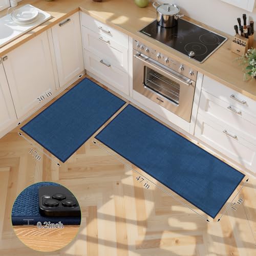 SHACOS Non Slip Kitchen Sink Rug, 17x30 Inch, Blue - color: Blue, size: 17x30"