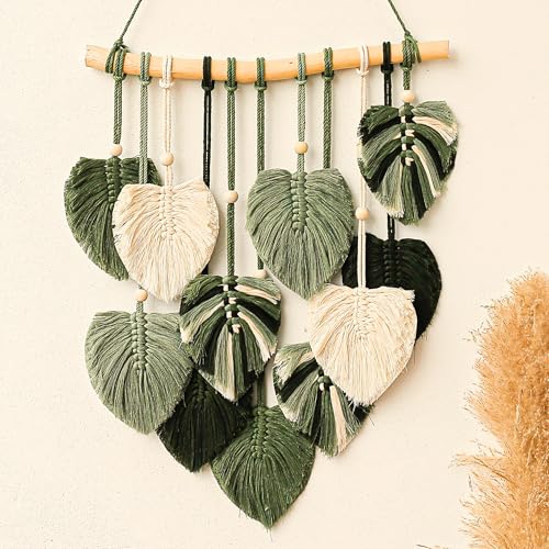 Boho Wall Decor - Large Macrame Wall Hanging - color: Sage Green, Olive Green, Dark Green, White