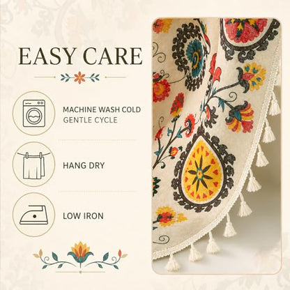VOGOL Boho Mandala Print Curtains, Linen Textured Fabric, 59 x 94, 1 Panel - color: *Boho Red, size: 59"W x 94"L (Pack of 1)