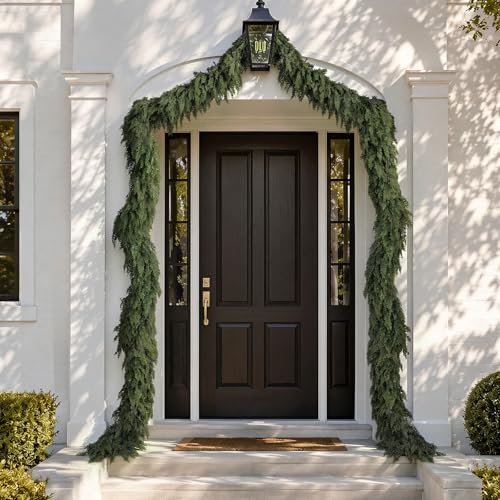 4PCS 6FT Christmas Cedar Garlands Real Touch Soft Greenery Pine Decorations - color: Green, size: 6 ft