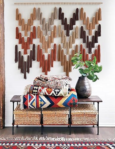 Macrame Wall Hanging Yarn Boho Handmade Wave Tassel Home Decor 47"W*39"L - color: Multi