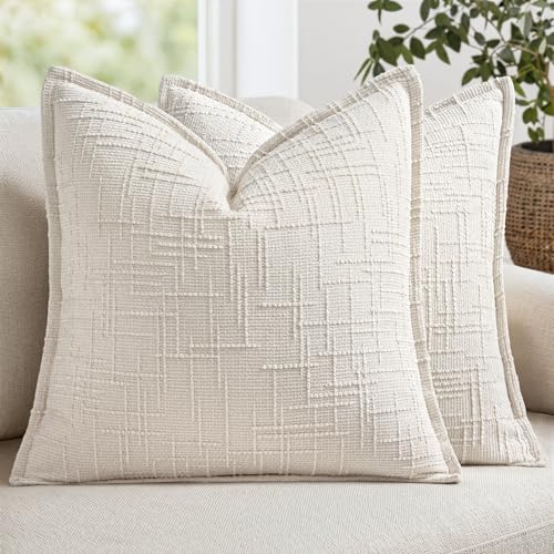 MIULEE Slubby Textured Decorative Throw Pillow Covers Cream White 20x20 - color: Cream White, size: 20" x 20" (Pack of 2)