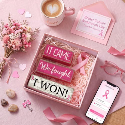 Lineshading 4 Pcs Breast Cancer Awareness Decor Pink Ribbon Table Decor - style: Breast Cancer