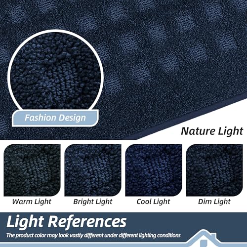 BEQHAUSE Dirt Trapper Door Mats 20"x32", Non Slip Washable, Navy Blue - color: Navy Blue, size: 20" X 32" (Rectangular)