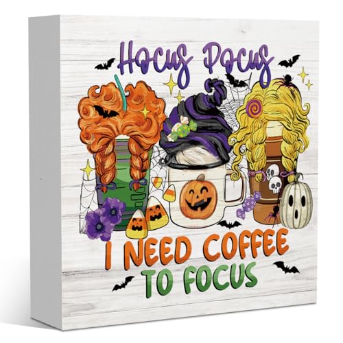 Hocus Pocus Halloween Coffee Decor Sign for Coffee Bar - color: Coffee