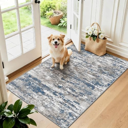 Small Area Rug 3x4ft, Textured Non Slip Entryway Rug, Multi - color: Abstract-multi, size: 3' x 4' (Rectangular)