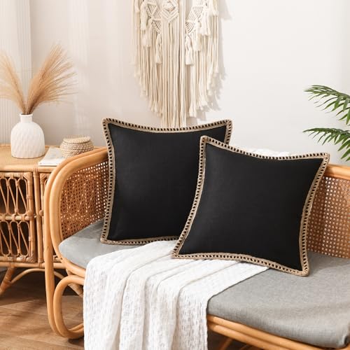 Throw Pillow Covers 26x26 Outdoor Decorative Pillows Cover for Couch - color: Black, size: 26" x 26" (Pack of 2)
