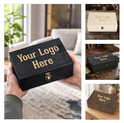 Custom Logo Wooden Keepsake Box, Engraved Memory Chest for Corporate Gifts - style: 15. Upload Your Logo