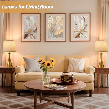 Touch Table Lamps Set of 2, 21" Bedside Lamps with USB C+A, Gold - color: Gold 2pcs