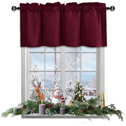JIUZHEN Burgundy Valance Curtains for Window 1 Panel, 52 x 18 Inches - color: Burgundy, size: 52"W x 18"L (Pack of 1)