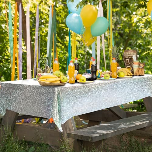 Purple & Silver Holographic Laser Tablecloth 40" x 108" Iridescence Shiny Birthday Party Table Cloth Plastic Table Cover For Halloween Event Wedding Anniversary Bridal 16th 18th 21th Party Supplies - color: Purple & Silver