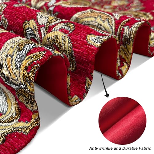 Elegant Table Runners 72 inches Long Chenille with Tassels Red Christmas - color: Red, size: 13x72”
