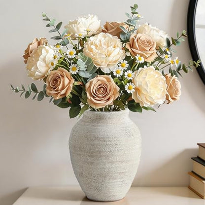 Ceramic Flower Vase, 7.4 Inch Rustic Farmhouse Home Decor - color: 205-1-7.4in