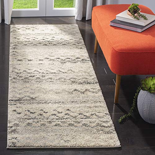 SAFAVIEH Retro Collection Runner Rug - 2'3" x 15', Cream & Grey, Modern Abstract Design, Non-Shedding & Easy Care, Ideal for High Traffic Areas in Living Room, Bedroom (RET2136-1180) - size: 2'3" x 15' (Runner)