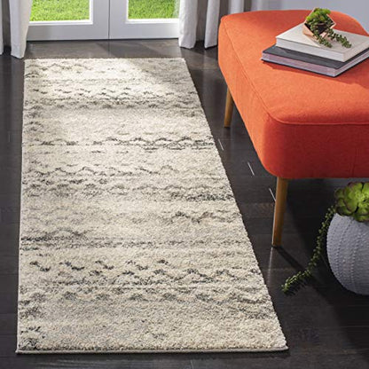 SAFAVIEH Retro Collection Runner Rug - 2'3" x 9', Cream & Grey, Modern Abstract Design, Non-Shedding & Easy Care, Ideal for High Traffic Areas in Living Room, Bedroom (RET2136-1180) - size: 2'3" x 9' (Runner)